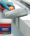 Concrete Patch Crack Filler and Floor Repair Cement being applied to a window ledge, with a container of sealant in the foreground.