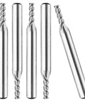 Five 1/8-inch HSS end mill bits with 1/4-inch straight shanks, 4-flute CNC milling cutters.