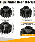 0.8M Pinion Gear Set Hardened Steel 3.175mm Shaft 16T 17T 18T With Screws And Hex For Tamiya Traxxas Arrma Axial Losi HPI 1/10 RC Car Brushless Upgrade