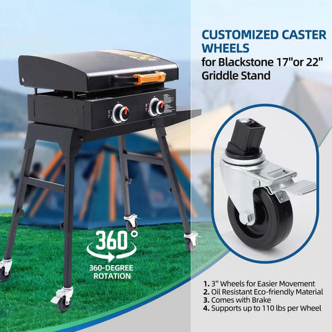 3 Inch Swivel Caster Wheels With Brakes For Griddle Stands Set Of Four Heavy Duty Casters Rollin Smooth 360 Degree Mobility With Griddle Stand