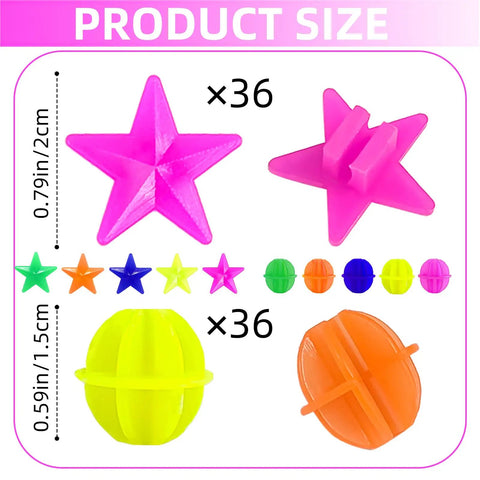 Colorful Bike Wheel Spoke Beads Set With Round And Star Shapes, 72 Pieces With Plastic Storage Box Included, Easy Clip On Spoke Decorations