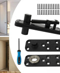 Badass Heavy Duty Invisible Door Hinges With 360 Degree Rotation And Seamless Hidden Pivot Perfect For Painted Wood Doors And Cupboards Superb Swivel Performance Quick Mount Design Durable Matte Black Finish with screws and screwdriver