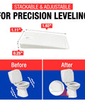 Wobble Wedges 300 Pack Flexible Plastic Shims for Leveling Furniture and Fixtures with before and after toilet stabilization graphic