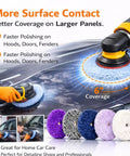 Kick Serious Shine With This 6 Inch Wool Cutting And Polishing Pad Set Hook And Loop Design on a car surface for faster polishing.