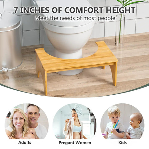 7 Inch Bamboo Poop Stool For Bathroom For Adults And Kids Relieves Bloating Constipation Eases Defecation Improves Bowel Movements