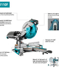 Beefy 10 Inch Slide Compound Miter Saw With 4500 RPM Direct Drive Motor Left And Right Bevels From 0 To 47 Degrees