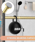 Gold Shower Curtain Rod 34 To 66 Inches Adjustable Telescopic Spring Tension No Drill Rustproof Non Slip, showing 30lb weight support.