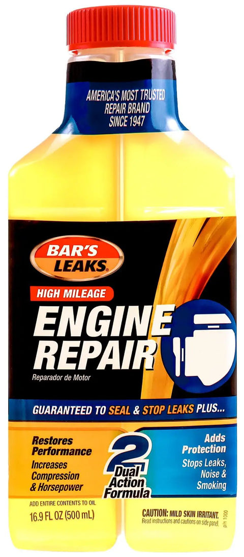 High Mileage Engine Repair Kit Pack Of 4 That Restores Performance Boosts Compression And Horsepower Cuts Oil Consumption And Engine Noise For Older Cars And Trucks bottle front view