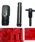 Three components of the Premium Hydraulic Jack Oil Pump Replacement Kit With Solid Metal Bleed Screw And Straight Shot Piston Assembly.