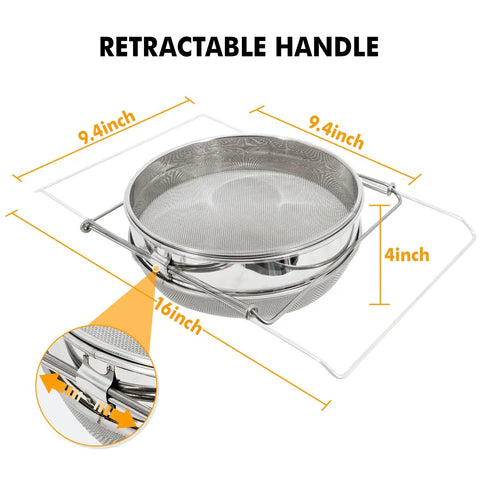 Stainless Steel Honey Strainer With Double Sieve Filter For 5 Gallon Buckets Beekeeping Tools featuring retractable handle