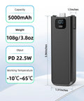 Juiced Up Battery Handle With Digital Display For DJI Osmo Pocket 4 And Pocket 3 beside specifications of capacity and size