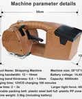 Heavy Duty Portable Electric Strapping Machine For 12-19 Mm PP PET Plastic Bands Handheld Automatic Baler Tool With Dual 6000 Mah Batteries, side view with dimensions.