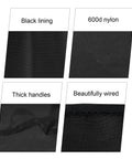 Close-up view of black lining, 600d nylon, thick handles, and beautifully wired features of Heavy Duty Waterproof Nylon Coffee Maker Cover For K-Supreme And K-Compact Single Serve Espresso Machines, Dustproof Shield With Snug Fit, 11.8 x 10.2 x 13.8 Inches, Keeps Your Brewer Clean And Ready.