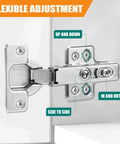Close-up of Built Like A Tank Soft Close Hinges for Frameless Cabinets showing flexible adjustment features and installation.