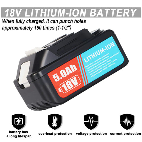 18V lithium-ion battery for Battery Powered Hydraulic Knockout Punch Kit EZ 8AL with 8 ton driver, 5.0Ah capacity, long lifespan
