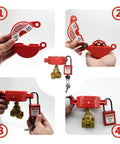 Red Outdoor Gate Valve Lockout Kit 2 Pack Safety Padlocks For Hose Bibs And Water Spigots Keeps Kids Out And Thieves At Bay