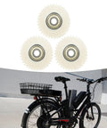 36T Nylon Planetary Gear With Bearing For E Bike Hub Motor 47.5x13.5mm White Replacement Part Set displayed above an e-bike