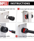 Installation steps for 20 Pack Waterproof Nylon Adjustable Cable Glands 1/2 Inch NPT For 6-12mm Cables With Gaskets IP68 Seal
