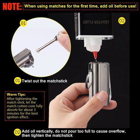 Filling Forever Flint Fire Starter Infinity Lighter Keychain With Bottle Opener And Multitool For Men with lighter fluid.