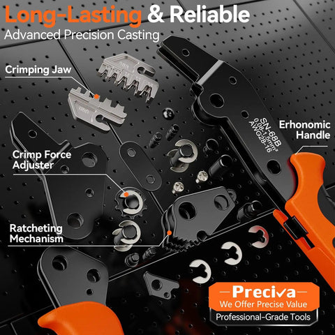 Mini-Fit Jr Crimping Kit Pro Grade with crimping pliers, ratcheting mechanism, and crimp jaws displayed