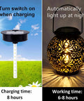 Solar Lantern Replacement Top for Waterproof Outdoor Lights, lit with dancing light effect, on garden and patio decor