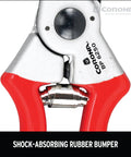 Close-up of Go-To MaxForged 1-Inch Bypass Pruner with forged steel blade and red non-slip comfort grip for pro hand pruning.