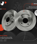 Heavy Duty Front Vented Disc Brake Rotors Two Pack Measures 11.02 Inches Fits Nissan Cube Sentra Versa 2007 To 2014, shiny galvanized finish.
