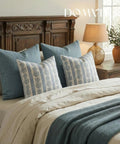 Floral Throw Pillow Covers 18x18 Inch Set Of 2 Light Blue Floral Block Print Decorative Pillow Covers For Couch Sofa Bed Living Room Neutral Farmhouse Boho Cozy Home Decor Cover Only on bed
