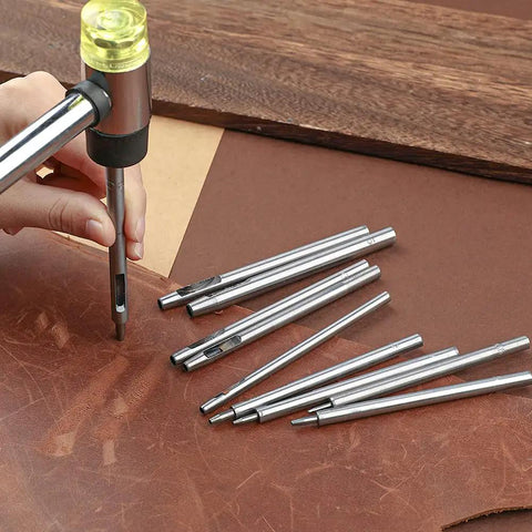 10 Pack Leather Hole Punch Set 0.5mm To 3.5mm, hollow punches on leather, carbon steel for belts, watch bands and crafts