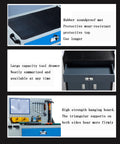 Heavy Duty Steel Rolling Tool Cabinet Featuring Auxiliary Workbench Top And Glide Out Drawers For Garage Setup with rubber mat and large drawer.