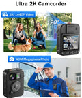 F2 128GB Dual Screen Body Camera With GPS 2K Video And 40MP Photos for security, showing camera in use by delivery professional