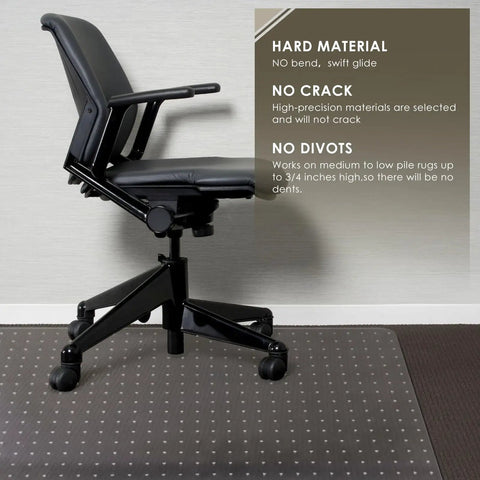 Office chair on Heavy Duty PET Chair Mat For Carpeted Floors 32 X 48 Inches Hard Material Desk Floor Protector Slip Resistant Easy Glide Office Chair Mat For Home Office On Thick Carpets