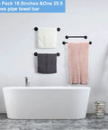 13 Pieces Industrial Pipe Towel Rack Set Matte Black Bathroom Hardware With Towel Bars Towel Ring Hooks And Paper Holder For Wall Mounted Kitchen And Bath All In One Setup showcasing three towels on wall above bathtub.