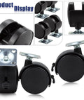 Four Pack 2 Inch Plastic Furniture Casters With Nylon Swivel Plate And Brakes For Shelves Tables File Cabinets Each Caster Supports About 110 Lb Smooth Rolling Swivel Action For Easy Repositioning On Wood Or Tile Surfaces Durable Non Marking Nylon Wheels.