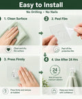 Clear Adhesive Hooks Zero Drama Strong Grip for Shower Wall Organizers No Damage Pegs Bathroom Storage 12 Pieces installation steps