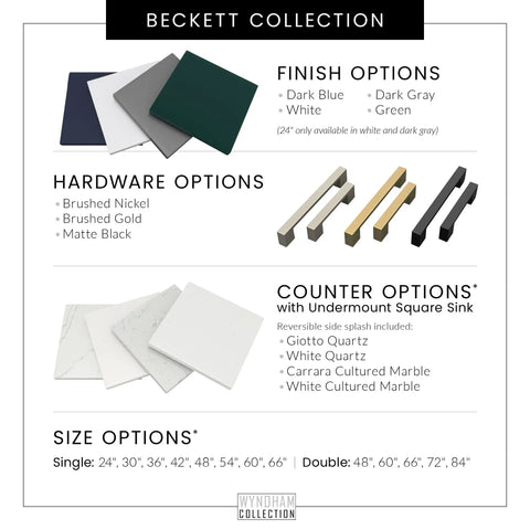 Finish and hardware options for Killer 84 Inch Double Bathroom Vanity In White With Hella Smooth Cultured Marble Countertop.