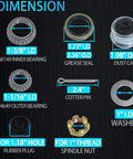 iBroPrat 4-set boat trailer axle bearing kit: inner/outer bearings, grease seal, dust cap, cotter pin, washers, spindle nut
