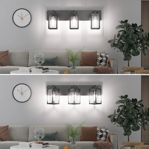 Black Vanity Light For Bathroom Industrial Farmhouse Wall Mount Fixture With Dimmable E26 Socket, living room view