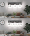 Black 3 Light Industrial Vanity Light For Bathroom Over Mirror Dimmable With E26 Sockets Dope Modern Wall Mount in living room