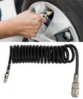 Heavy Gauge Three Meter Air Hose Built Like A Badass With Kink Resistant Flex Oil Resistant Rubber And Steel Made To Handle Air Compressor Jobs Without Breaking A Sweat, used for inflating tires.
