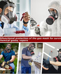 Full Face Gas Mask With Activated Carbon Filters For Gases And Organic Vapors And Chemicals Reusable Silicone Respirator Mask For Spray Painting Sanding Industry Work Heavy Duty Pro Grade Comfort All Day Fit With Adjustable Head Straps