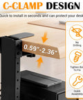 C-clamp design under desk for Big Time Space Saver Heavy Duty Clamp Under Computer Tower Stand, adjustable from 0.59" to 2.36".