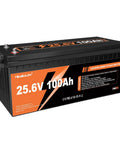 High Capacity 24V 100Ah LiFePO4 Battery With Built In 100A BMS 2560Wh 10000 Plus Deep Cycles Rechargeable For Off Grid Solar RV Marine And Home Storage