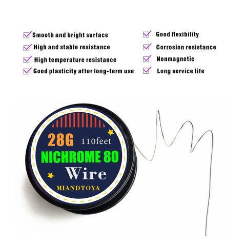 High Temp 80 Wire Pro Grade For Hot Wire Foam Cutter 110 Feet Of 28 Gauge Zero Point Three Millimeter Diameter NiCr Alloy Soft Annealed Round Wire For Smooth Clean Foam Cutting And Modeling spool with coil
