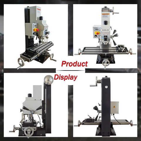Heavy Hitter Benchtop Milling Machine With 1100W Brushless Motor And 110V Setup displayed from multiple angles showing precision features.