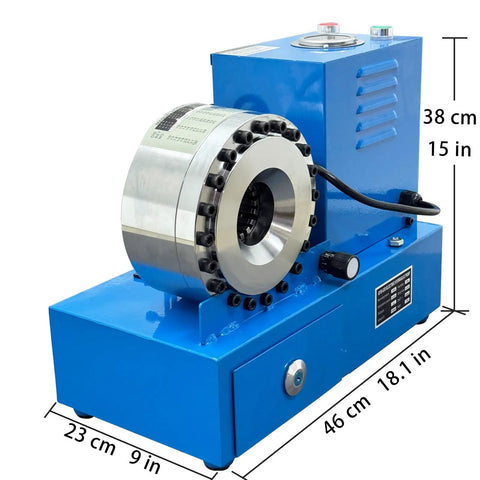 Plug And Play Electric Hydraulic Hose Crimper With 8 Precision Dies for 6 To 28mm rubber and steel lines, portable 110V machine.