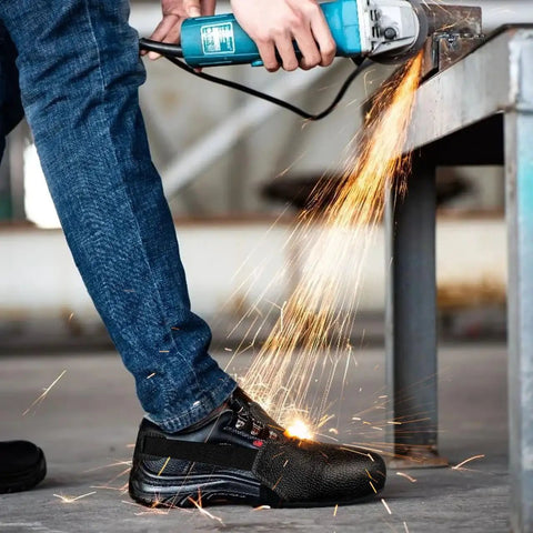Heavy Duty Steel Toe Covers For Shoes Non Slip Safety Overshoes With Durable Anti Crush Guard Universal Fit on work boot.