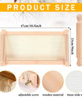 Chitarra Cutter Pasta Maker With Rolling Pin Guitar Board For Spaghetti And Lasagna Italian Style Pasta Machine Wood Color Finish Pro Grade Durable Wood Construction For Home Kitchen Easy To Use, showing dimensions and features.