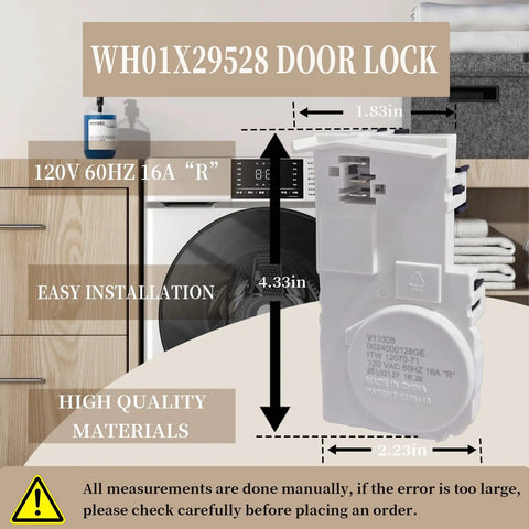 Easy Install Washer Door Lock For Front Load Machines, Compatible Lid Switch Repair Kit, No Fuss Replacement That Fits GFW510SCN0WW And Other Front Load Models, Durable, Secure Lock For Quiet Laundry Days; white WH01X29528 door lock, 120V