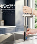 Tohlar Brushed Nickel Kitchen Faucet with Pull Down Sprayer installation process demonstrating easy setup in a modern kitchen.